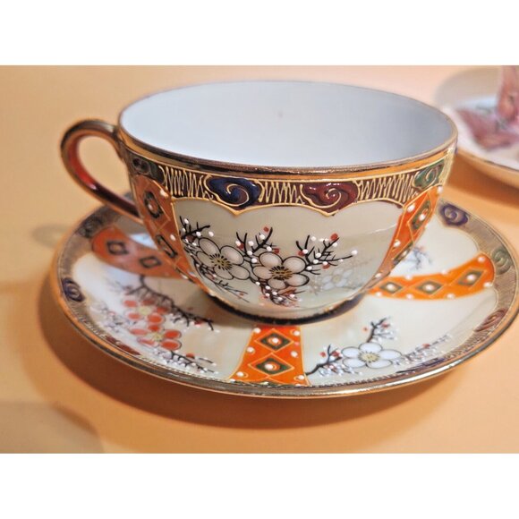 Antique Egg Shell Porcelain Hand Painted Lusterware Cup & Saucer Set RS Japan - Picture 14 of 16